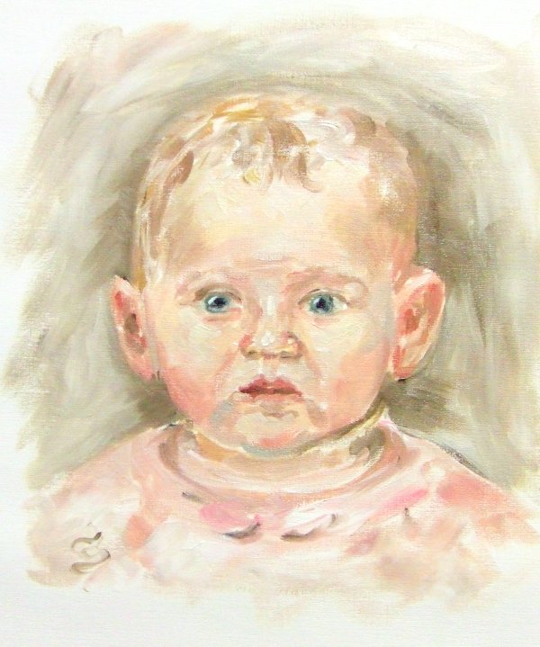 Felicitas Kinderportrait in Öl auf Malpapier